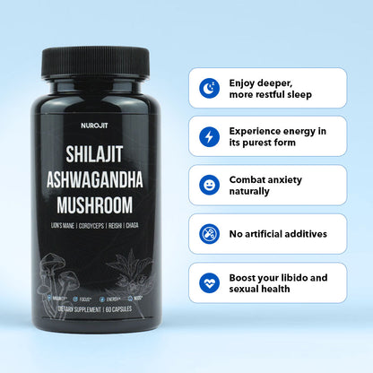 6 in 1 Ashwagandha Shilajit Mushroom Capsules