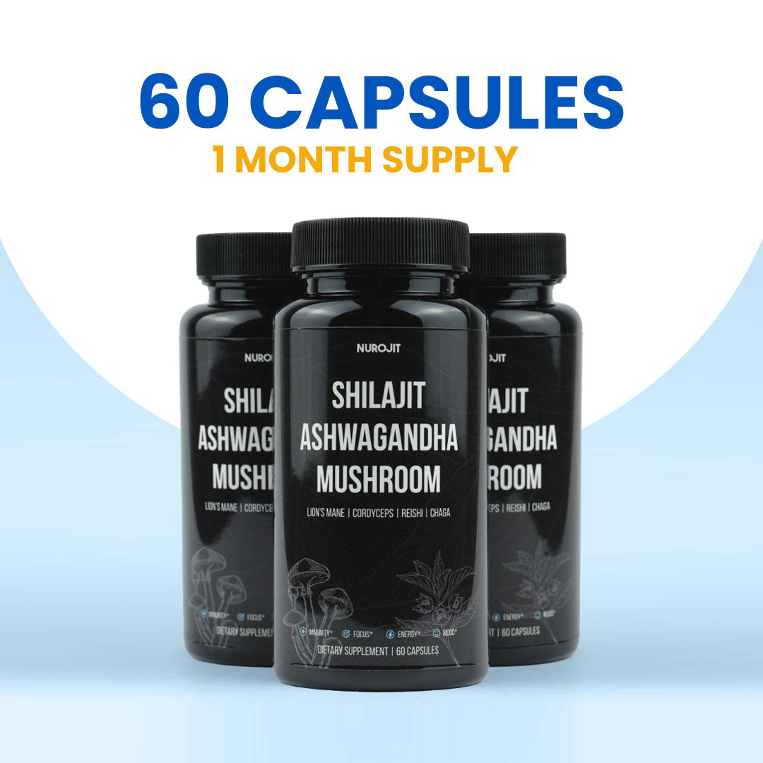 6 in 1 Ashwagandha Shilajit Mushroom Capsules - NuroJit