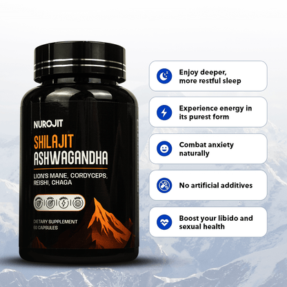 6 in 1 Ashwagandha Shilajit Mushroom Capsules - NuroJit