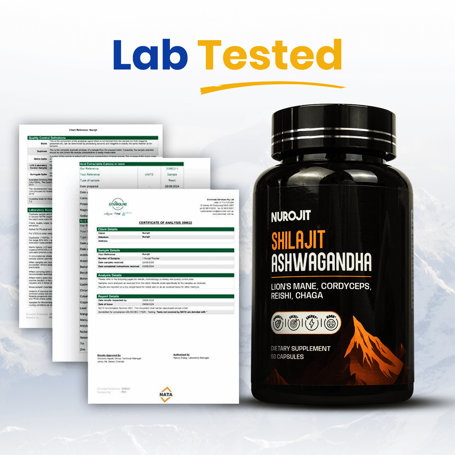 6 in 1 Ashwagandha Shilajit Mushroom Capsules - NuroJit