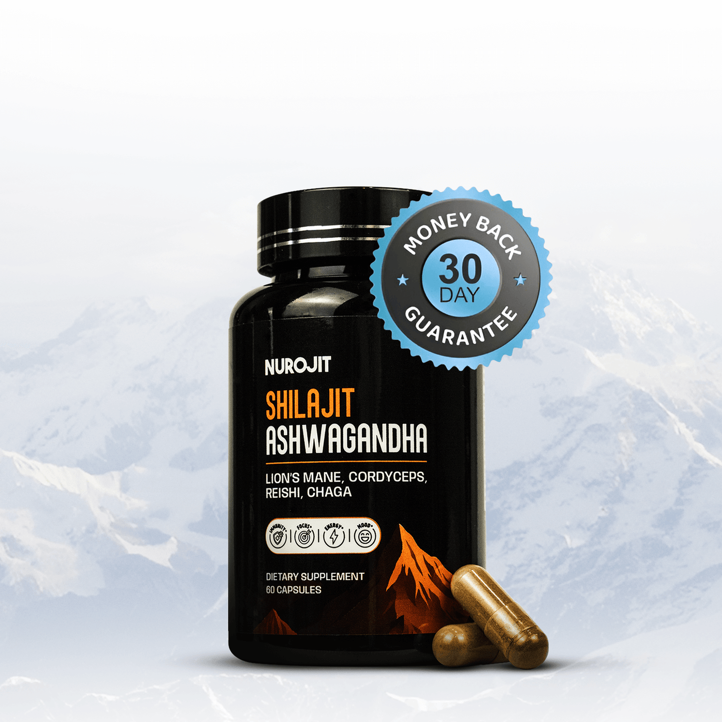 6 in 1 Ashwagandha Shilajit Mushroom Capsules - NuroJit