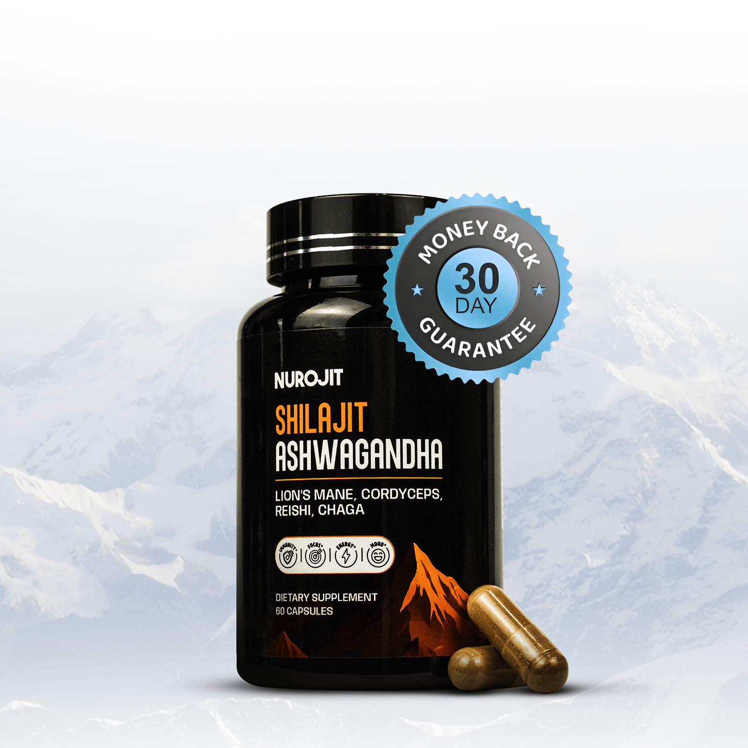 6 in 1 Ashwagandha Shilajit Mushroom Capsules - NuroJit